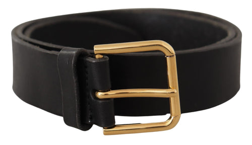 Dolce & Gabbana Elegant Black Leather Belt with Metal Men's Buckle