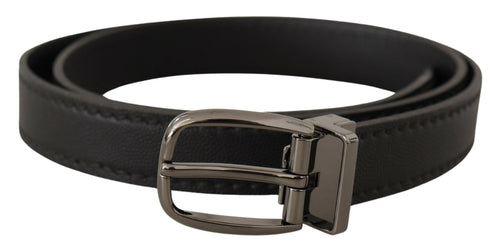 Dolce & Gabbana Elegant Black Leather Belt with Metal Men's Buckle