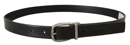 Dolce & Gabbana Elegant Black Leather Belt with Metal Men's Buckle