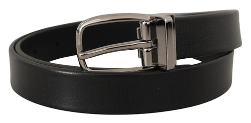 Dolce & Gabbana Elegant Black Leather Belt with Metal Men's Buckle