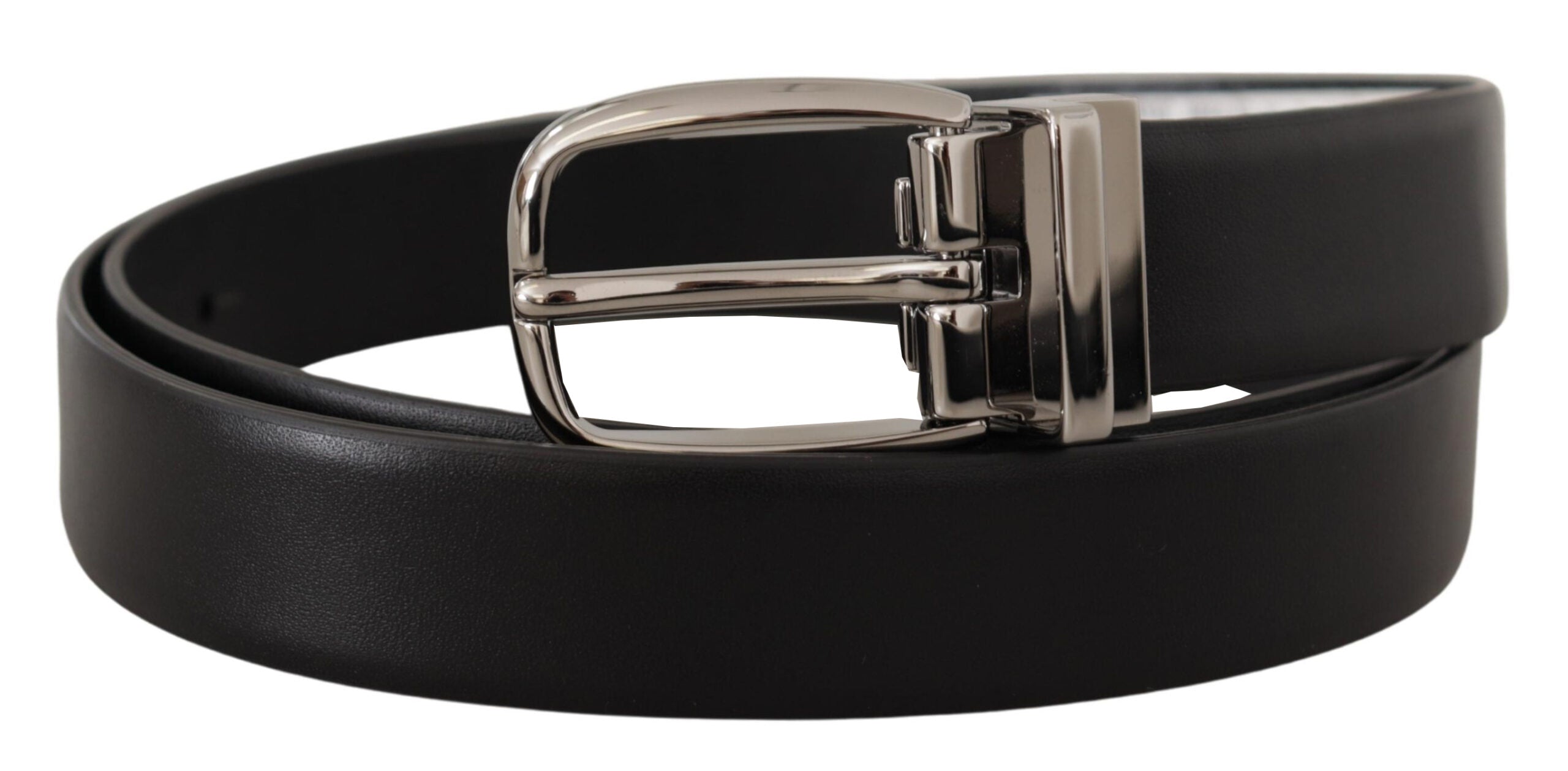 Dolce & Gabbana Elegant Leather Belt with Metal Men's Buckle