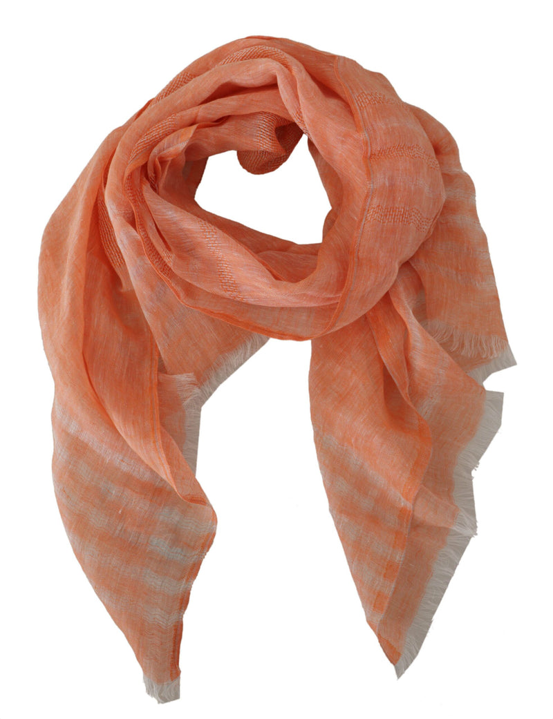 Malo Elegant Orange Linen Shawl Wrap Women's Scarf