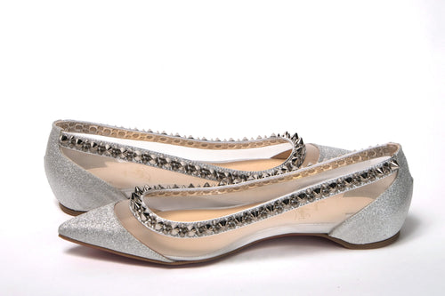 Christian Louboutin Silver Flat Point Toe Women's Shoe