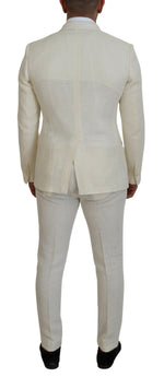 Dolce & Gabbana Elegant Off White Silk-Blend Men's Suit