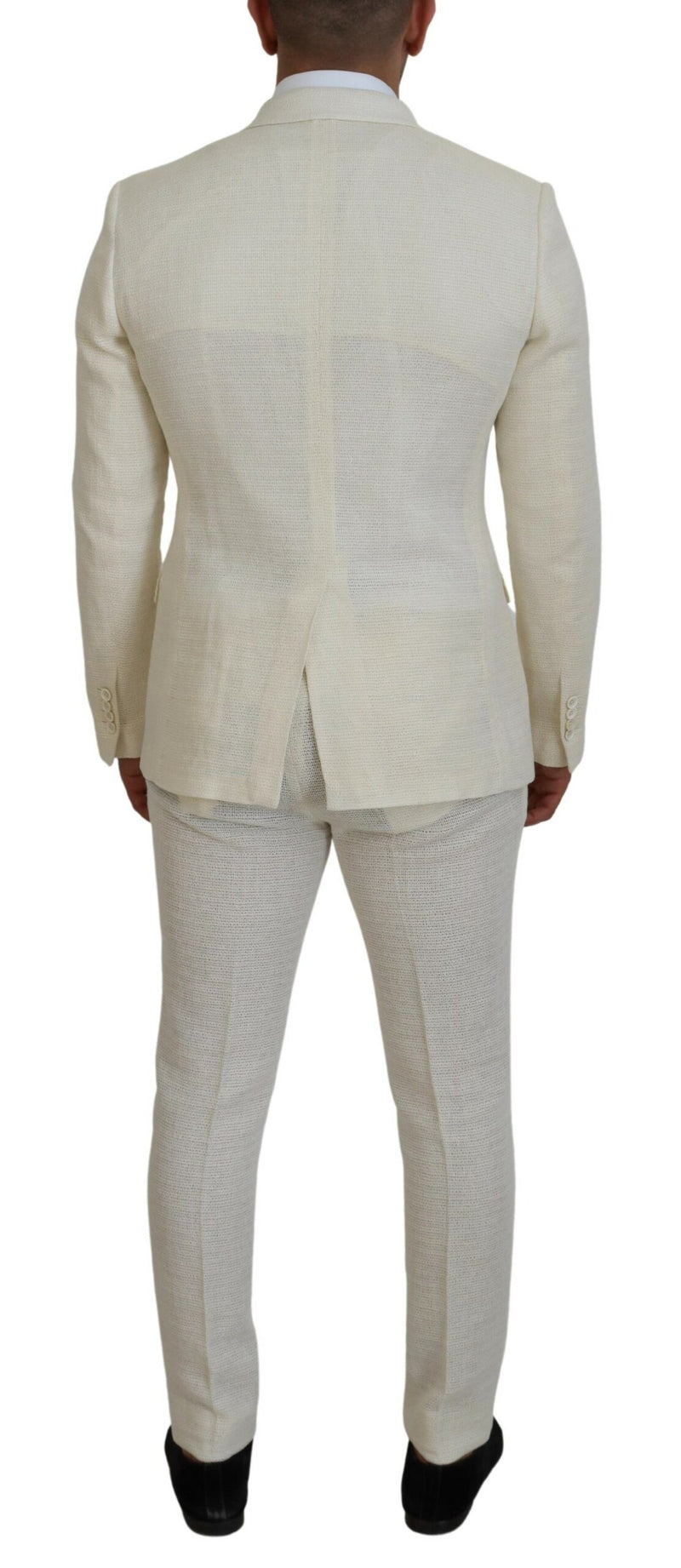 Dolce & Gabbana Elegant Off White Silk-Blend Men's Suit