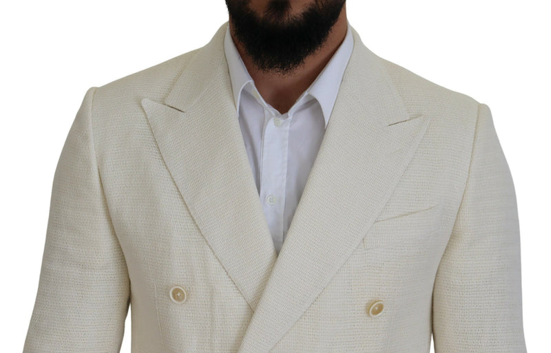 Dolce & Gabbana Elegant Off White Silk-Blend Men's Suit