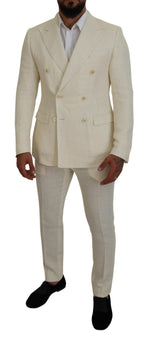 Dolce & Gabbana Elegant Off White Silk-Blend Men's Suit