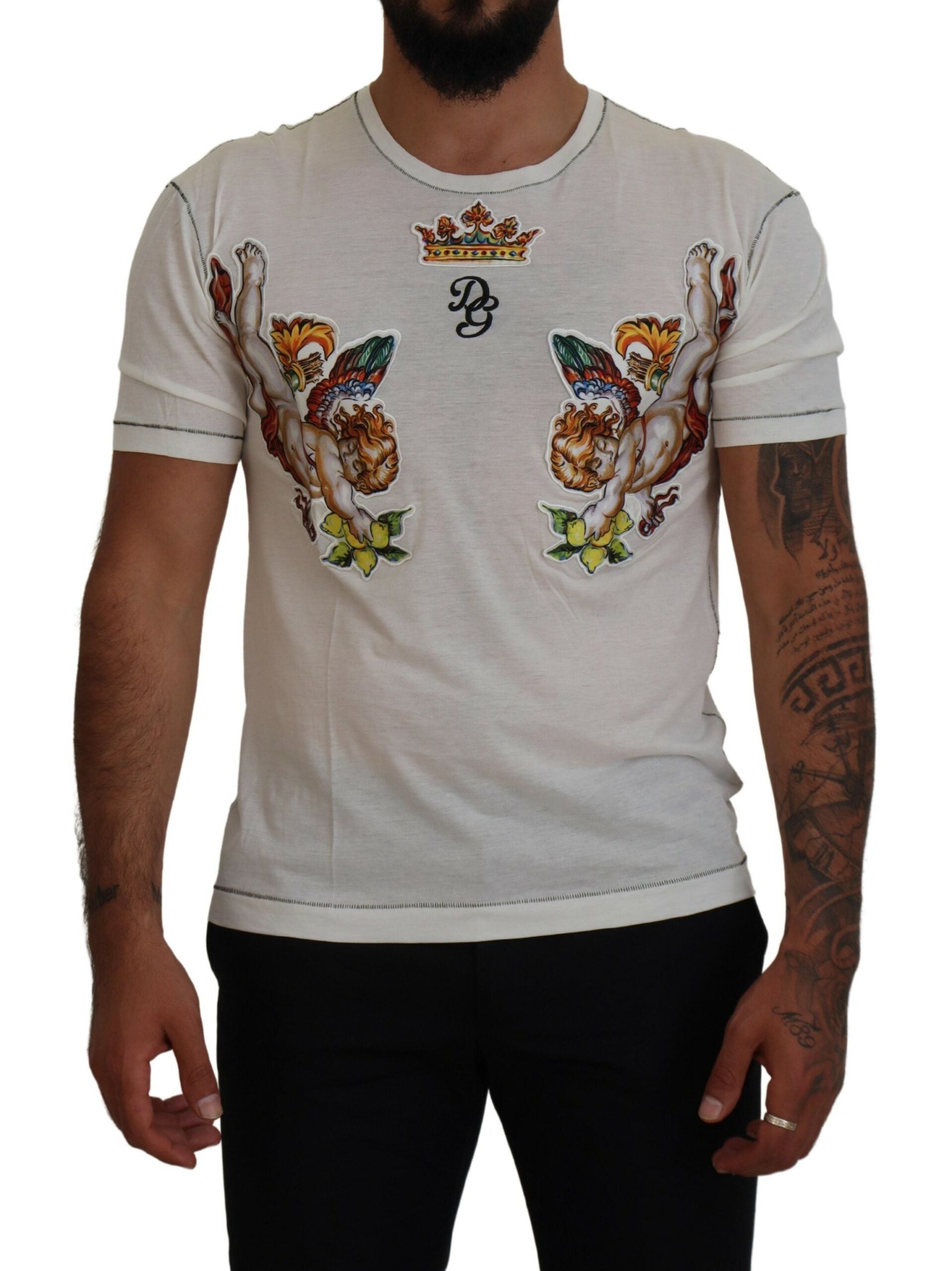 Dolce & Gabbana Elegant White Cotton-Silk Blend Men's Tee