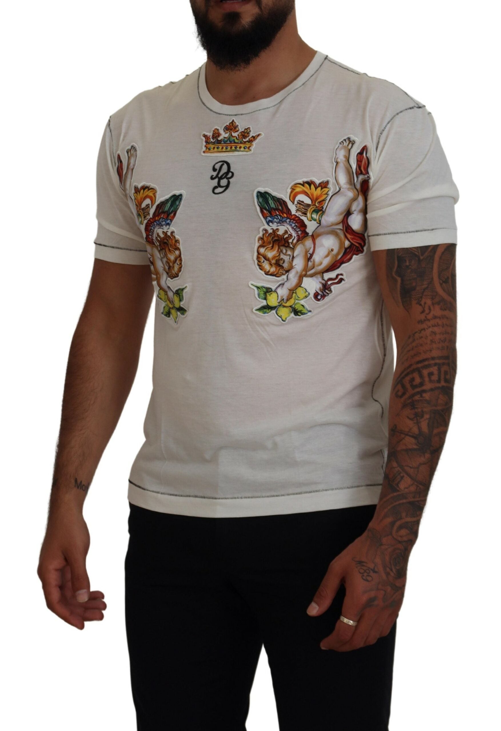 Dolce & Gabbana Elegant White Cotton-Silk Blend Men's Tee