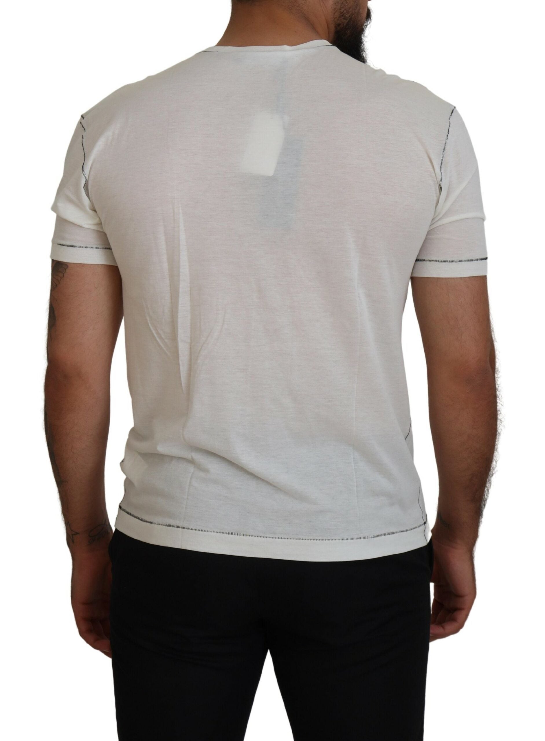 Dolce & Gabbana Elegant White Cotton-Silk Blend Men's Tee