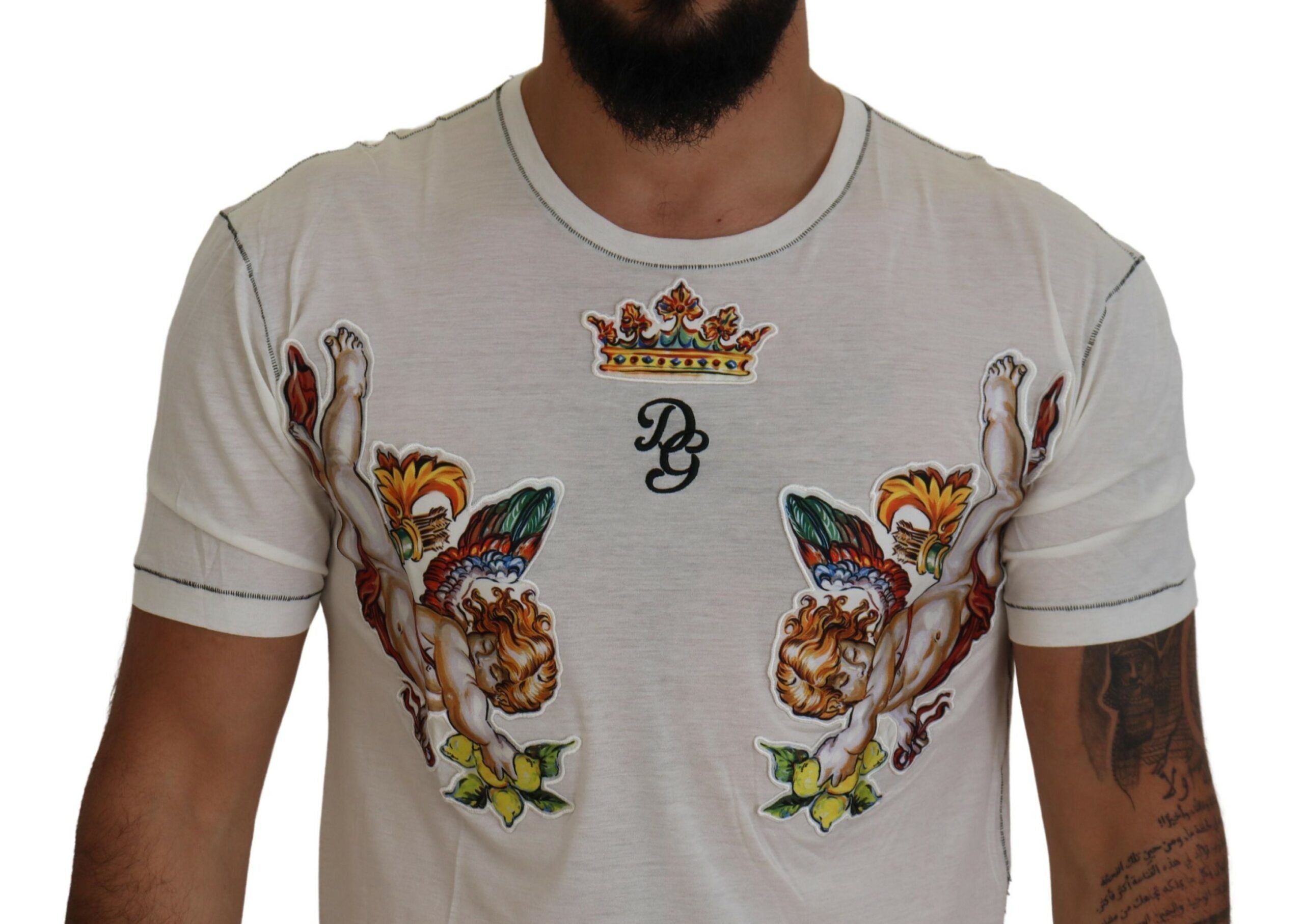 Dolce & Gabbana Elegant White Cotton-Silk Blend Men's Tee