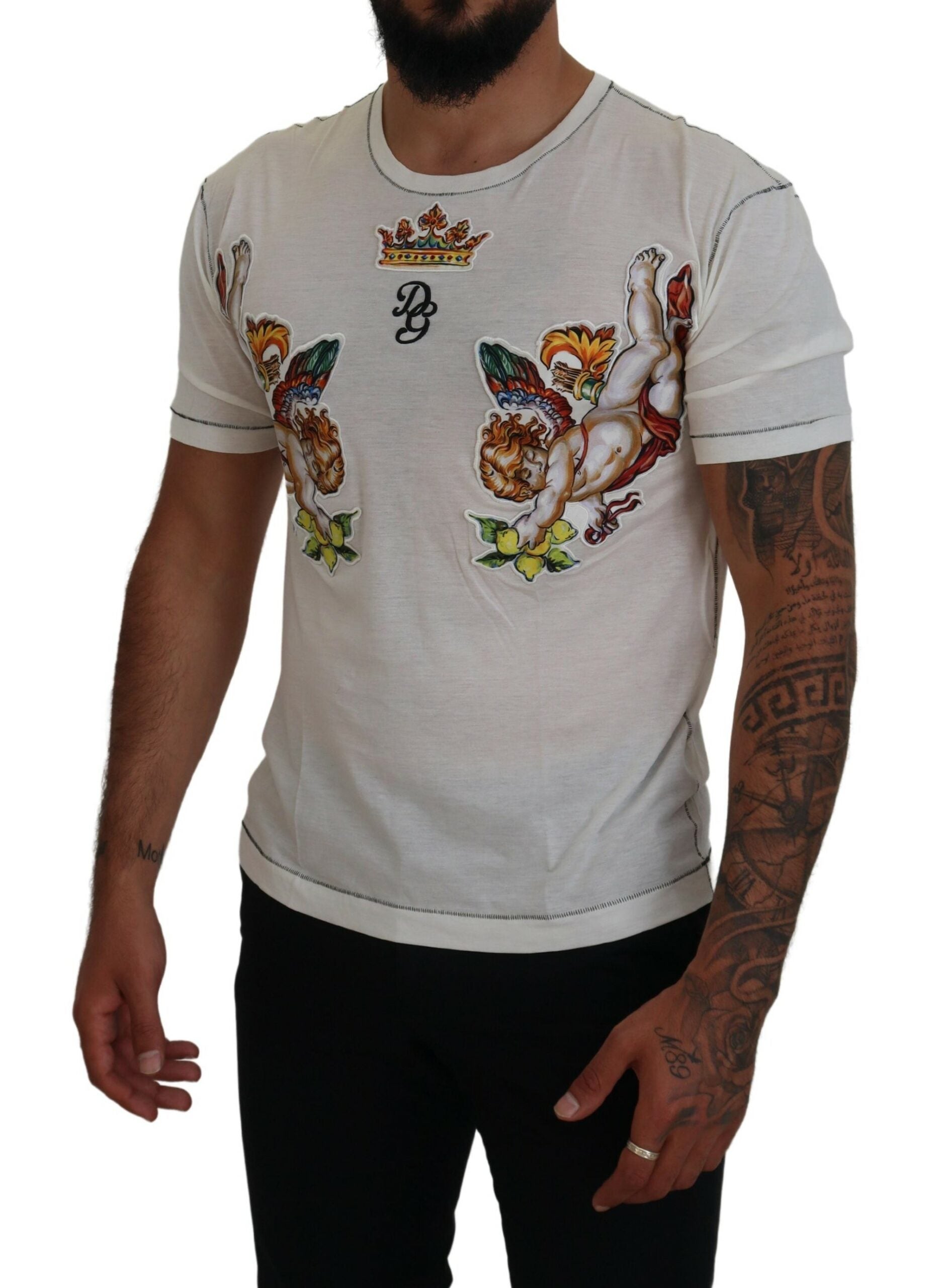 Dolce & Gabbana Elegant White Cotton-Silk Blend Men's Tee