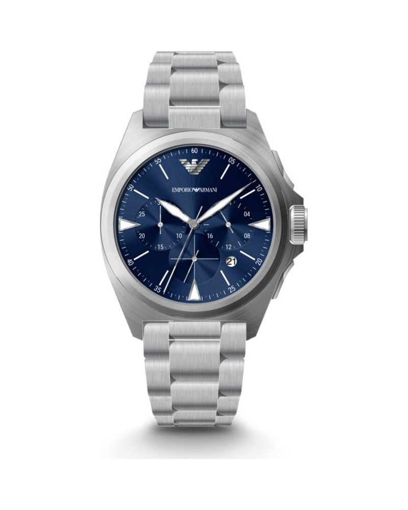 Emporio Armani Sleek Silver Chronograph Men's Timepiece