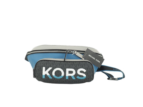 Michael Kors Cooper Large Blue Multi Leather Embroidered Logo Utility Belt Women's Bag