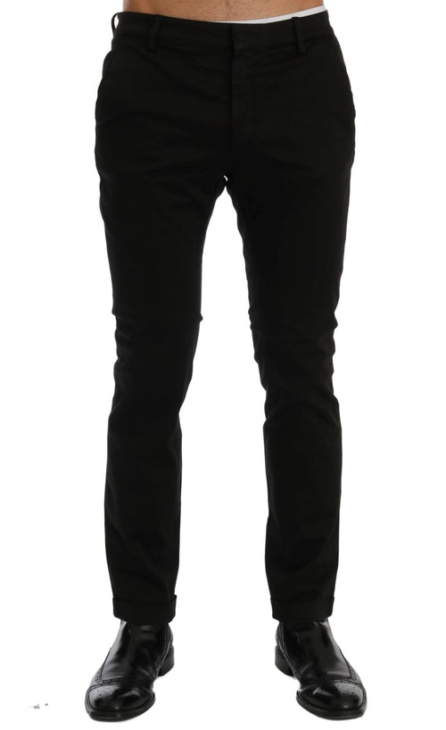 Costume National Chic Black Slim Fit Cotton Stretch Men's Pants