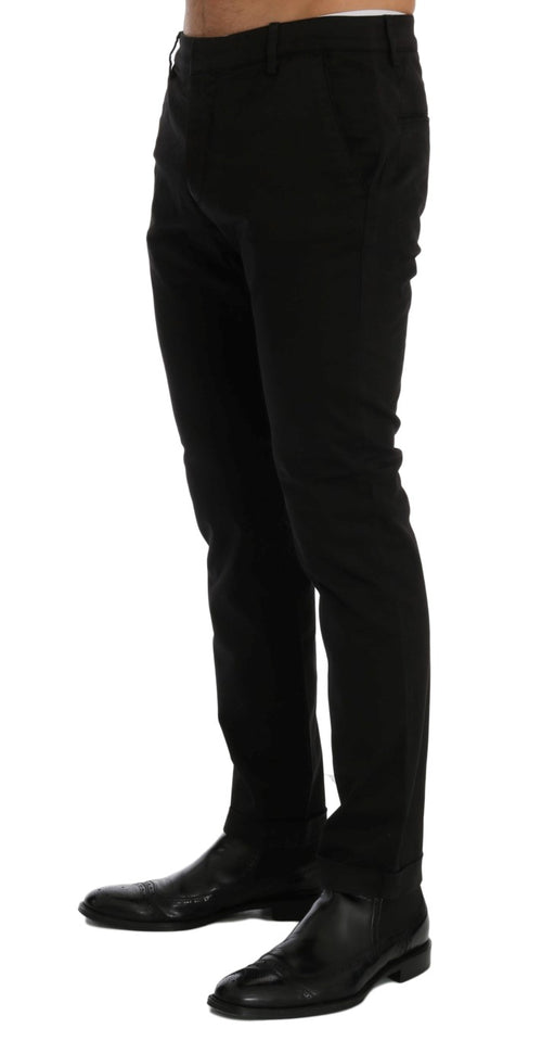 Costume National Chic Black Slim Fit Cotton Stretch Men's Pants