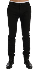 GF Ferre Elegant Slim Fit Black Cotton Men's Trousers