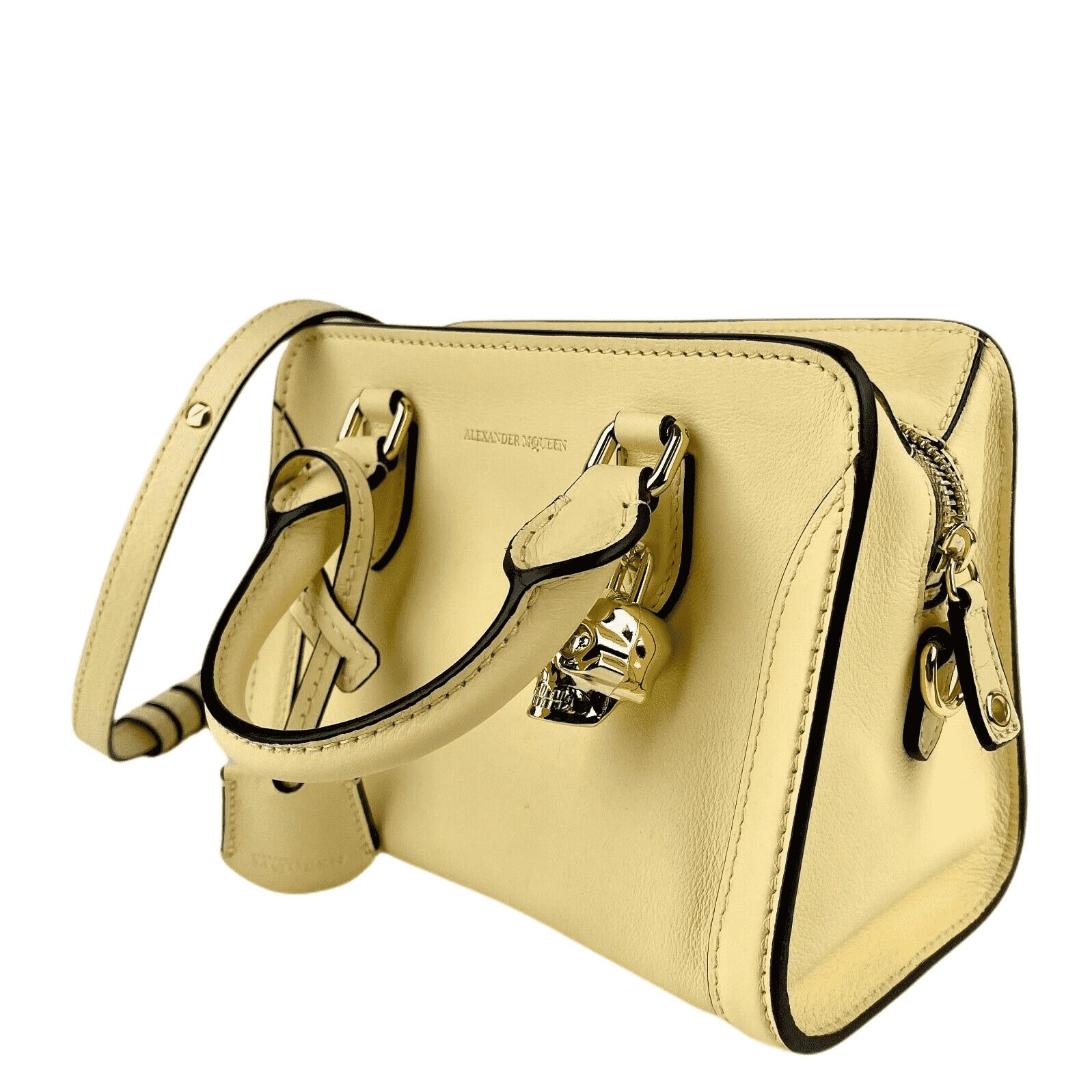 Alexander McQueen Women's Light Yellow Leather Skull Padlock Handbag