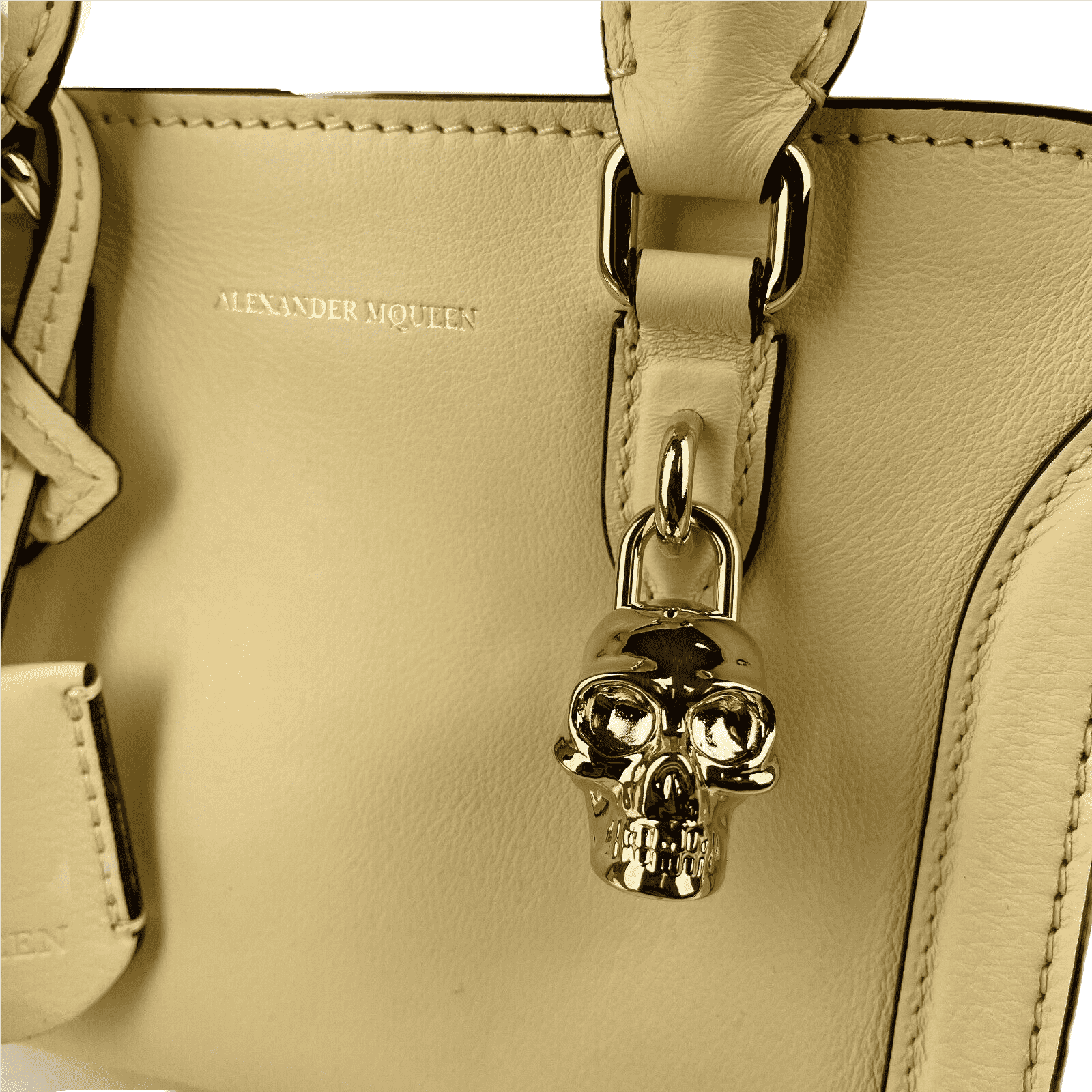 Alexander McQueen Women's Light Yellow Leather Skull Padlock Handbag