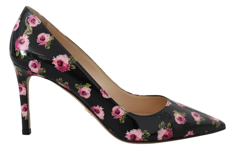 Prada Elegant Floral Print Leather Women's Pumps