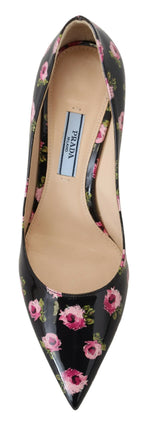 Prada Elegant Floral Print Leather Women's Pumps