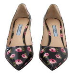 Prada Elegant Floral Print Leather Women's Pumps