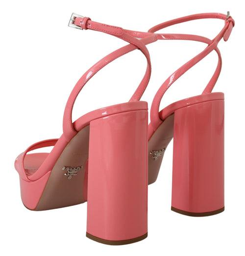 Prada Chic Pink Patent Leather Platform Women's Sandals