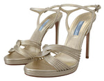 Prada Elegant Gold Stiletto Heel Women's Sandals