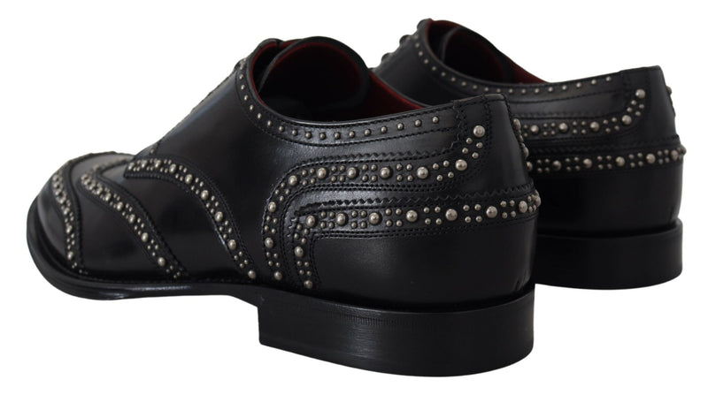 Dolce & Gabbana Elegant Studded Black Derby Men's Shoes