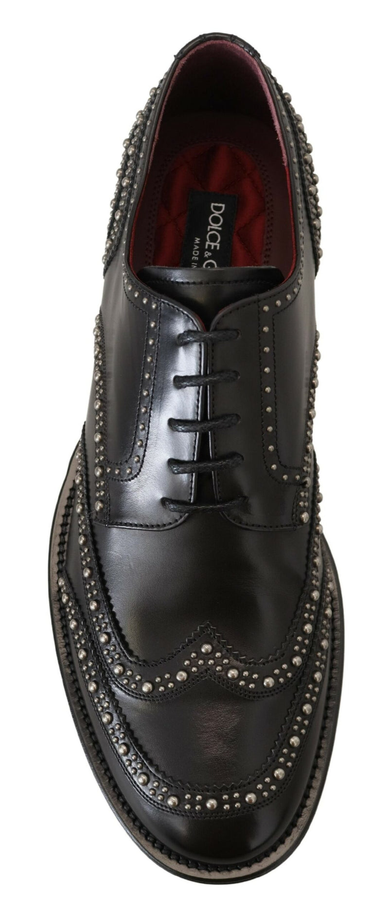 Dolce & Gabbana Elegant Studded Black Derby Men's Shoes