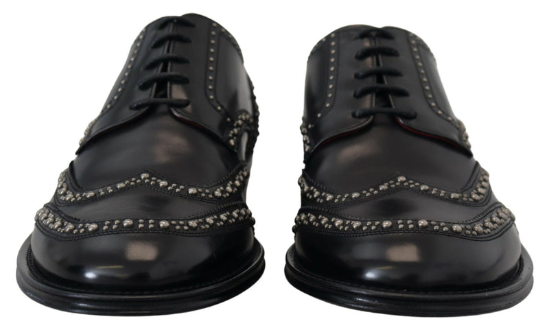 Dolce & Gabbana Elegant Studded Black Derby Men's Shoes