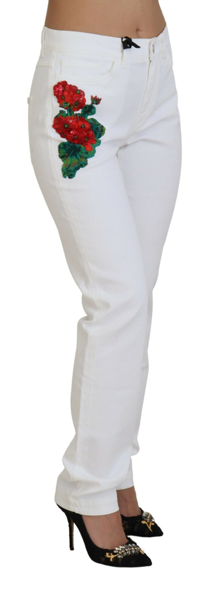 Dolce & Gabbana Elegant White Mid Waist Skinny Women's Jeans