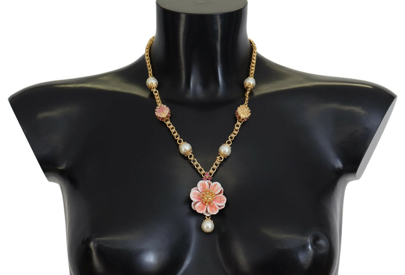 Dolce & Gabbana Elegant Floral Statement Charm Women's Necklace