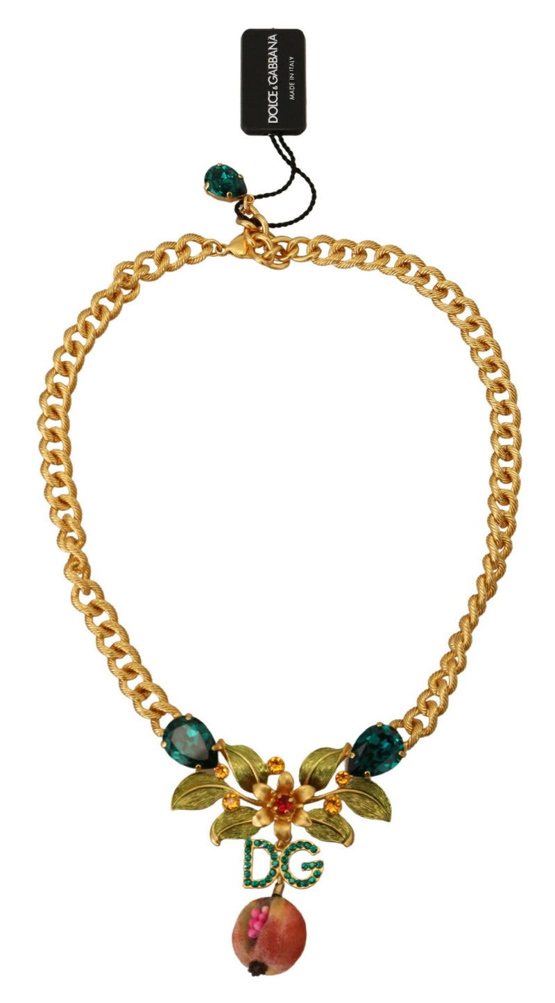 Dolce & Gabbana Elegant Gold-Tone Floral Fruit Women's Necklace