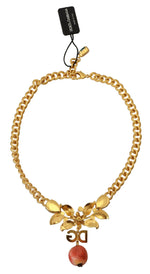 Dolce & Gabbana Elegant Gold-Tone Floral Fruit Women's Necklace