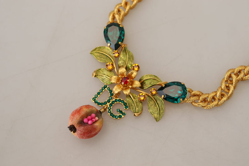 Dolce & Gabbana Elegant Gold-Tone Floral Fruit Women's Necklace