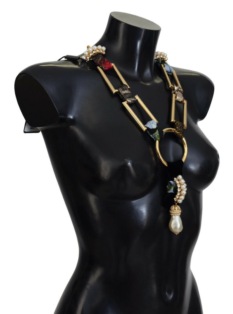 Dolce & Gabbana Elegant Gold Brass Pearl Statement Women's Necklace