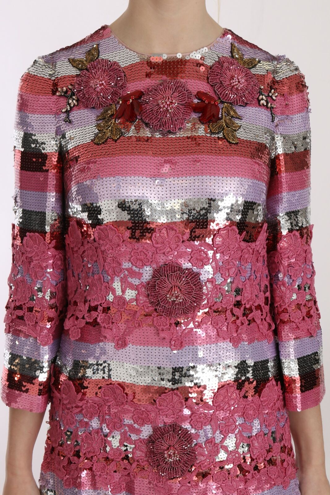 Dolce & Gabbana Opulent Pink Sequined Floor-Length Women's Dress