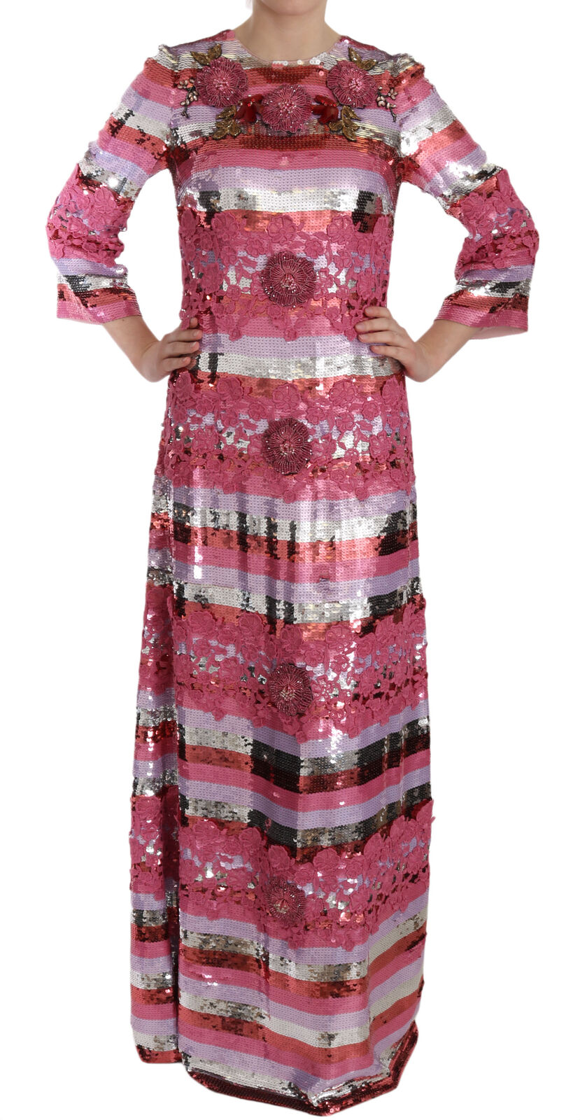 Dolce & Gabbana Opulent Pink Sequined Floor-Length Women's Dress