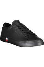 Tommy Hilfiger Black Leather Men Men's Sneaker