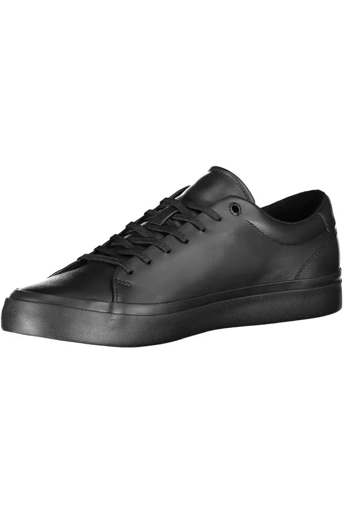 Tommy Hilfiger Black Leather Men Men's Sneaker