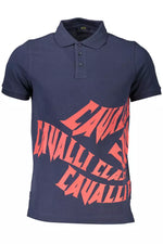 Cavalli Class Blue Cotton Men Polo Men's Shirt