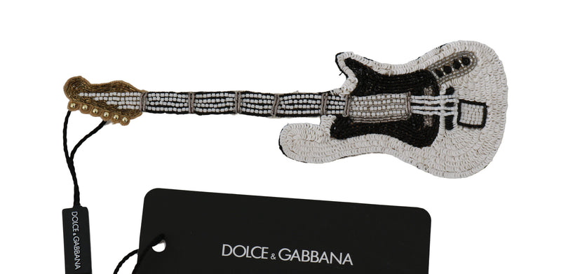 Dolce & Gabbana Gold Sequined Guitar Pin Women's Brooch