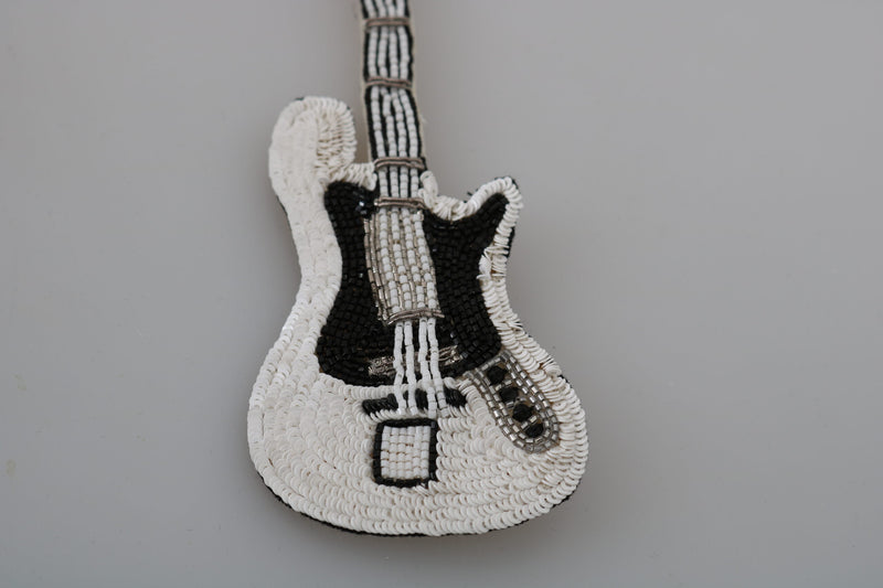 Dolce & Gabbana Gold Sequined Guitar Pin Women's Brooch