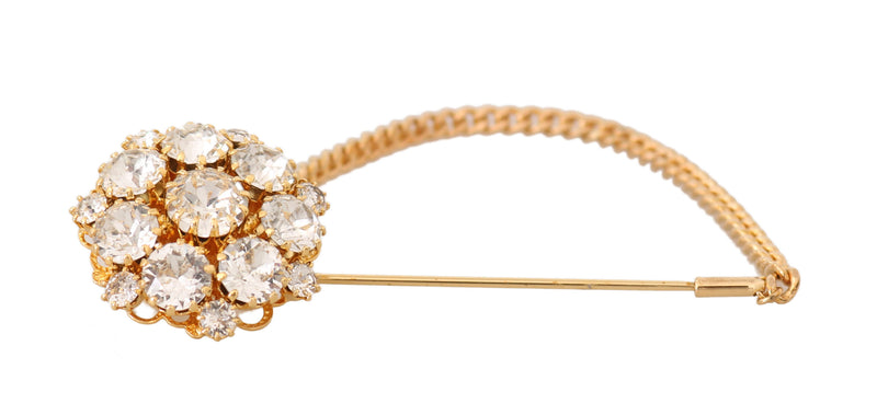 Dolce & Gabbana Exquisite Crystal-Embellished Gold Women's Brooch