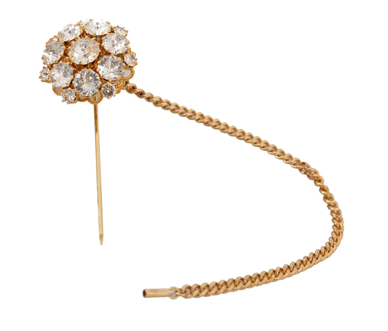 Dolce & Gabbana Exquisite Crystal-Embellished Gold Women's Brooch