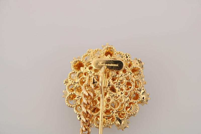 Dolce & Gabbana Exquisite Crystal-Embellished Gold Women's Brooch