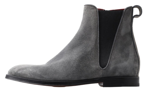 Dolce & Gabbana Elegant Gray Chelsea Leather Men's Boots