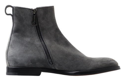 Dolce & Gabbana Elegant Gray Chelsea Leather Men's Boots