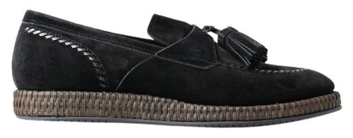 Dolce & Gabbana Elegant Black Suede Espadrilles Men's Sneakers